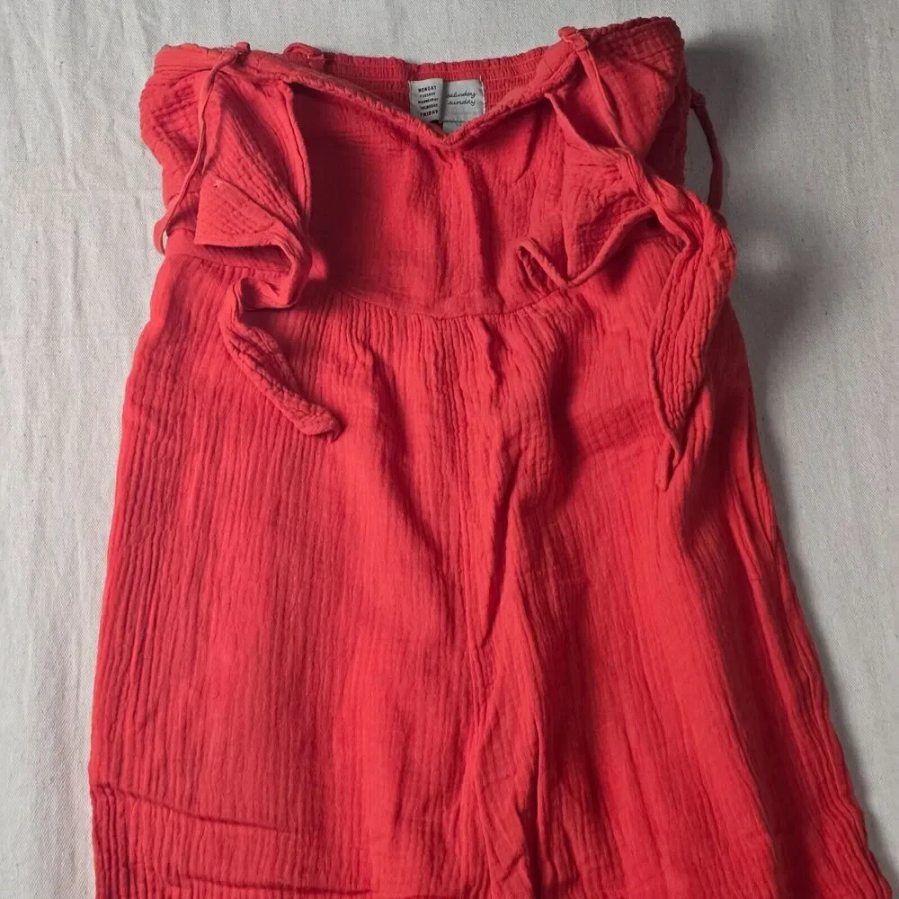 Saturday Sunday Anthropologie Isabel Tie Front‎ Jumpsuit Red Sleeveless Women XS